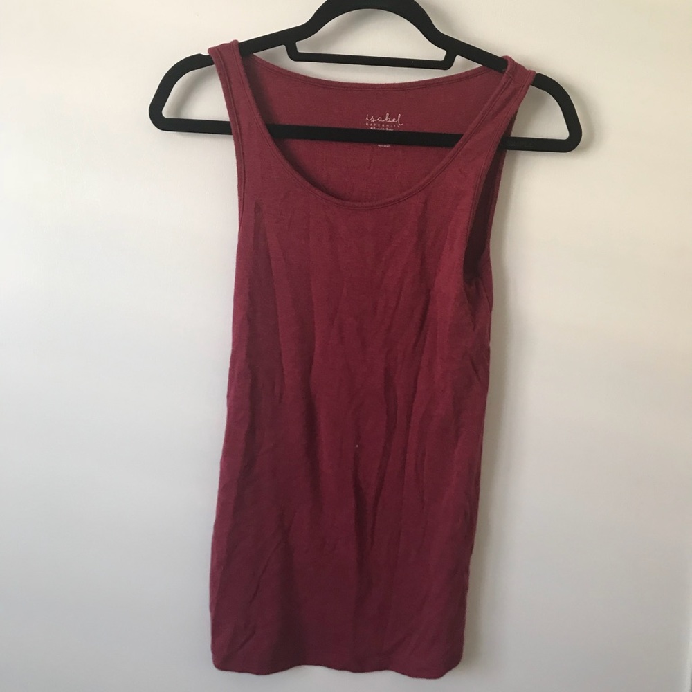Isabel Maternity Scoop Neck Tank in Berry Heather